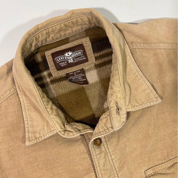 Men’s Levi’s Strauss corduroy button down fleece lined shirt jacket size XL Tan - Picture 6 of 9